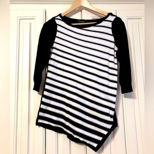 White House Black Market Small 3/4 Sleeved Dressy Sweater Top Stripes Size S